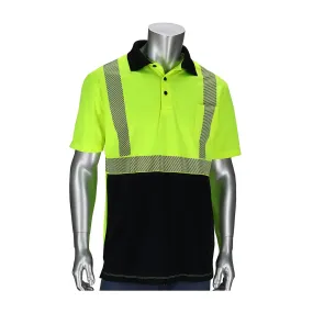 PIP 312-1500B-LY/3X ANSI Type R Class 2 Polo Shirt with Black Bottom Front