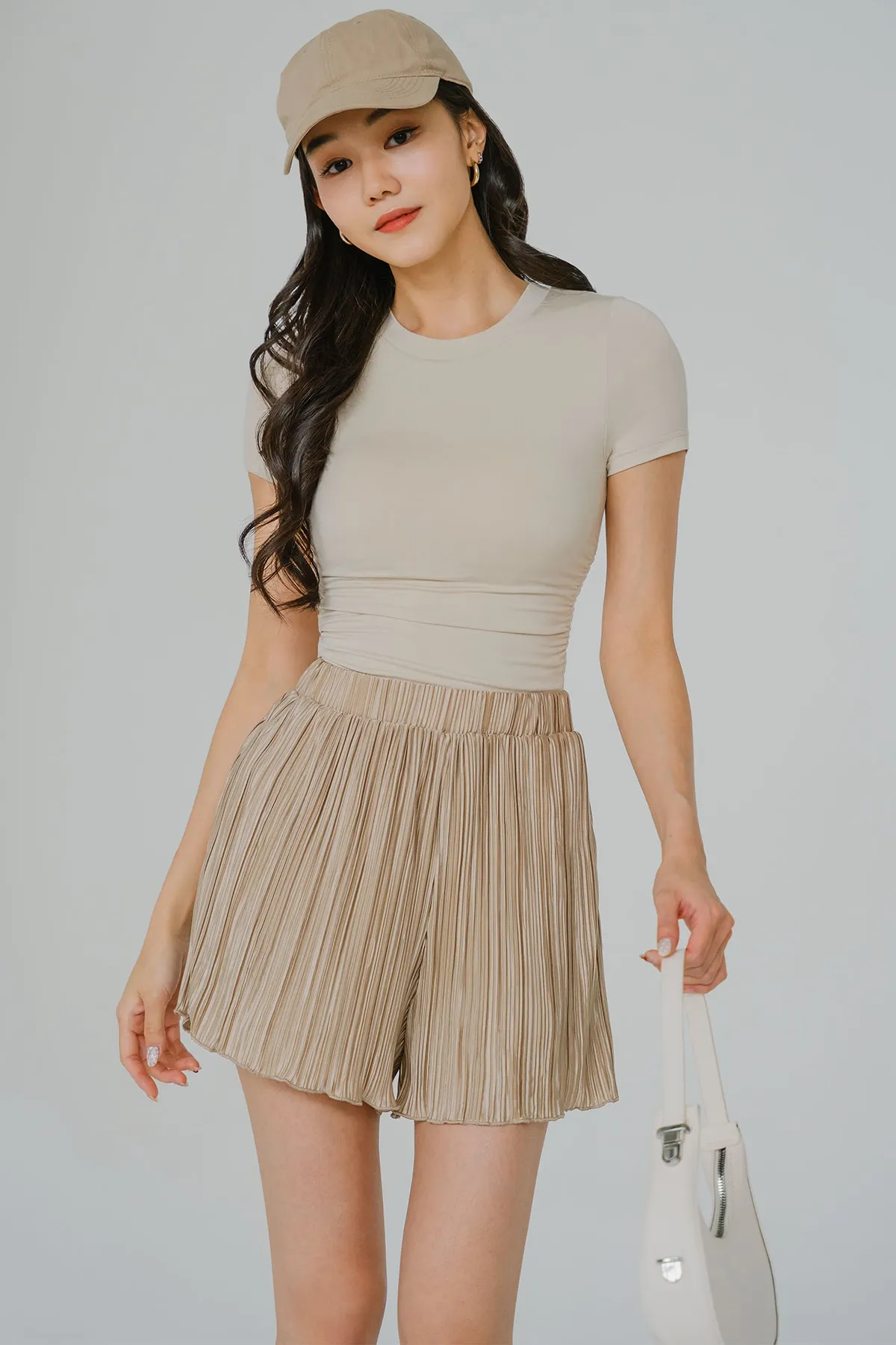 Plisse Perfection Shorts (Champagne)
