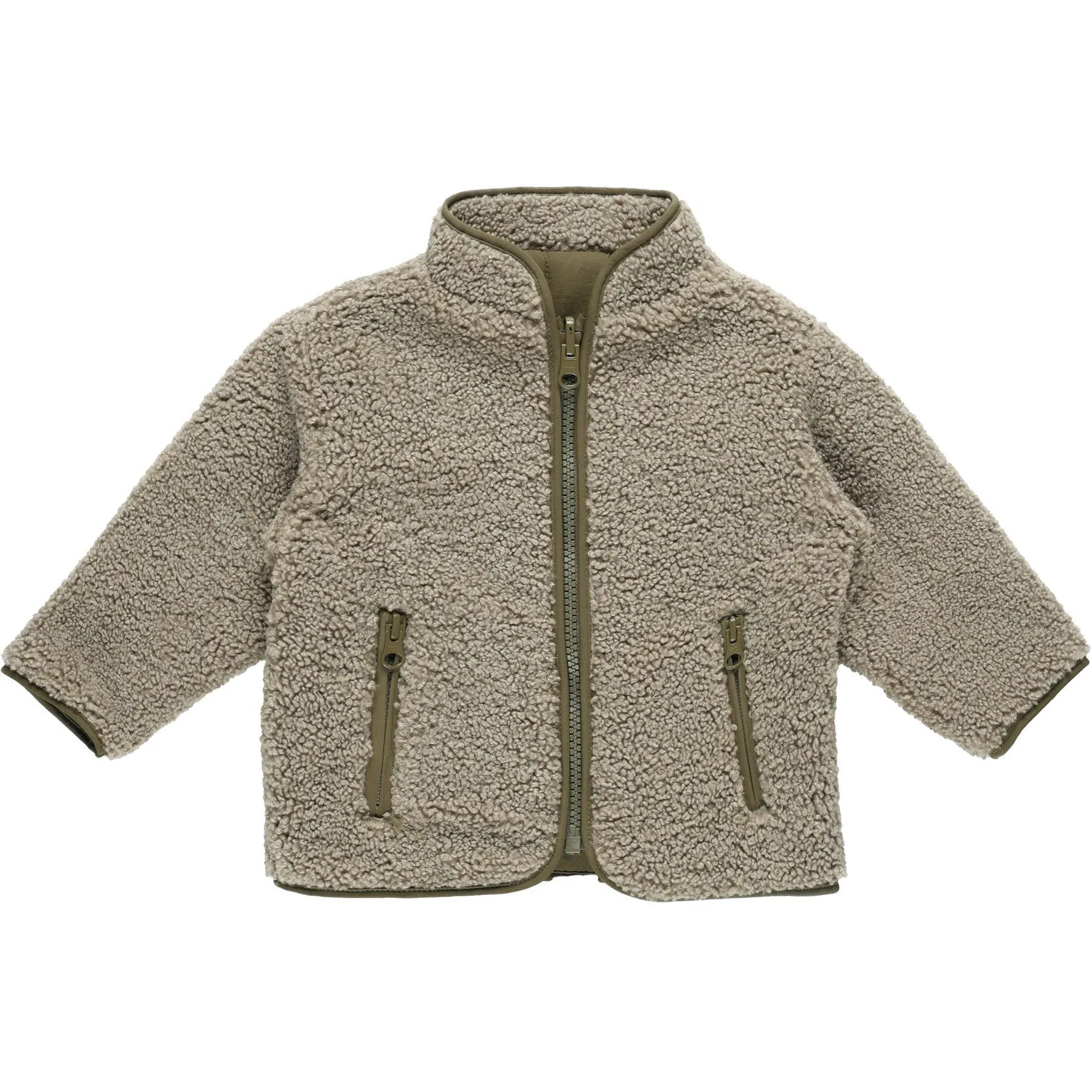 Quincy Mae Shearling Zip Jacket | Olive