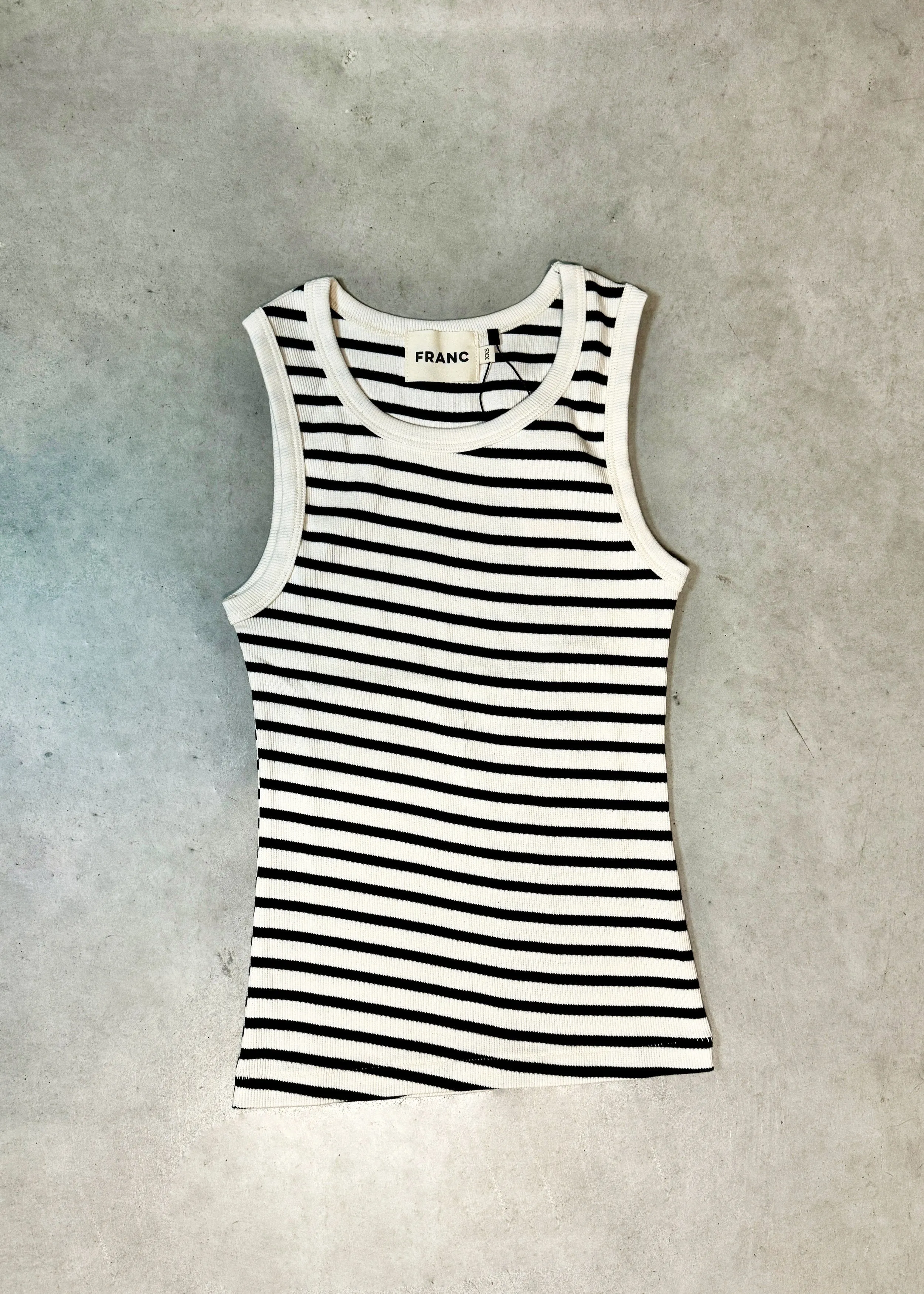 Rib Tank in Black Stripe