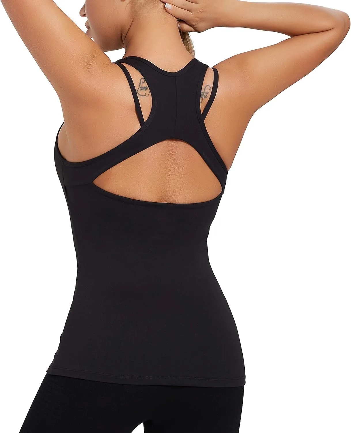 RUNNING GIRL Workout Tank Tops with Built in Bras for Women,Compression Shirt Strappy Back Athletic Yoga Tops