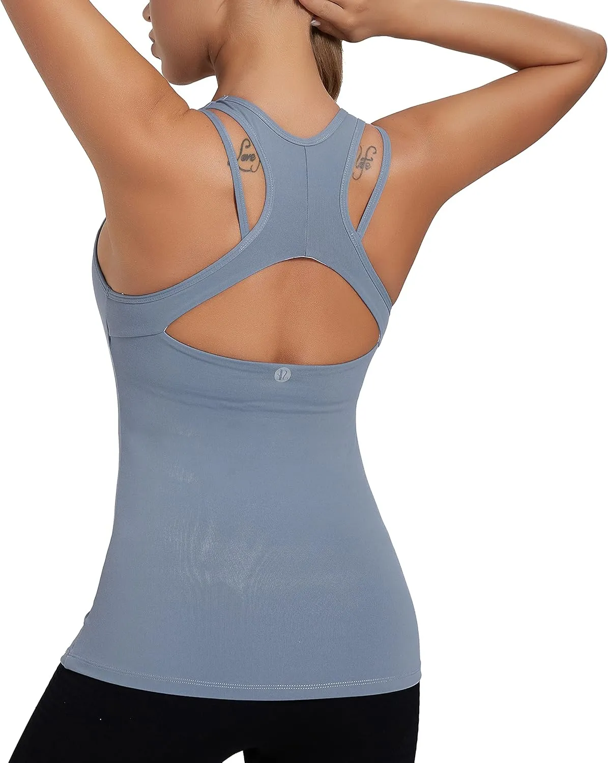RUNNING GIRL Workout Tank Tops with Built in Bras for Women,Compression Shirt Strappy Back Athletic Yoga Tops