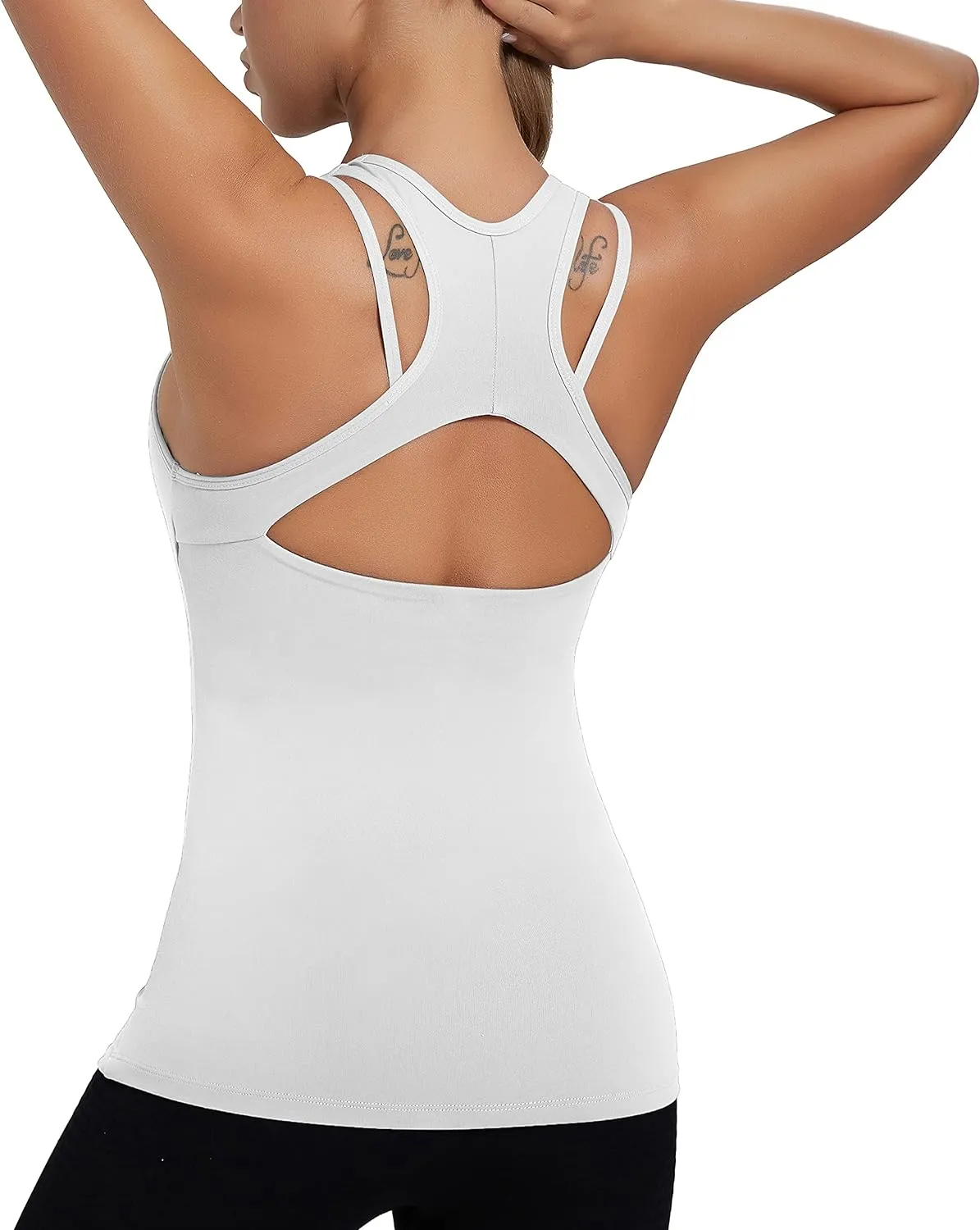 RUNNING GIRL Workout Tank Tops with Built in Bras for Women,Compression Shirt Strappy Back Athletic Yoga Tops