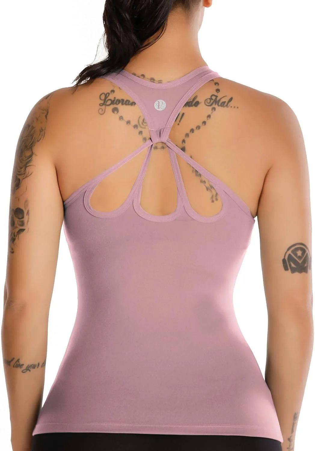RUNNING GIRL Workout Tank Tops with Built in Bras for Women,Compression Shirt Strappy Back Athletic Yoga Tops