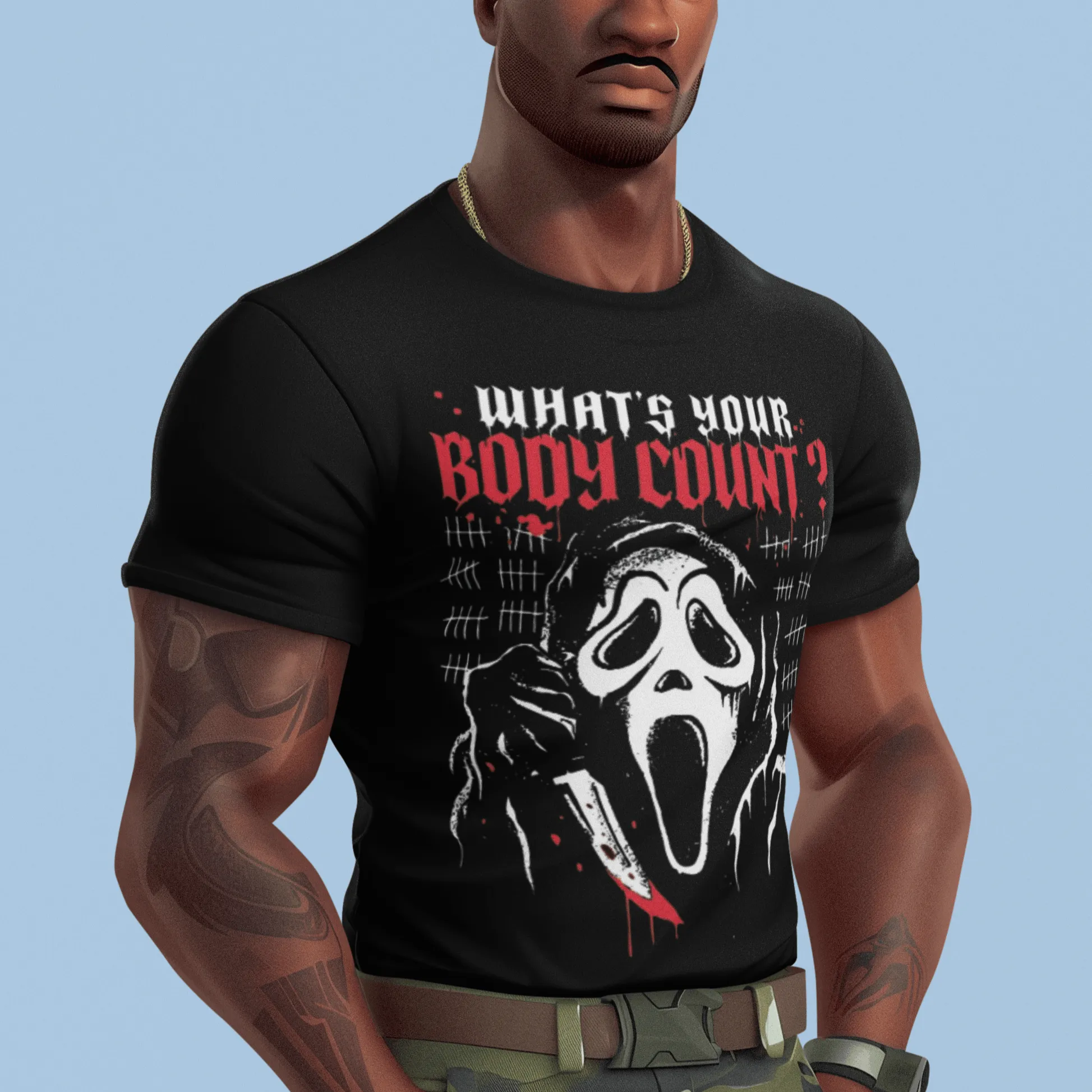 Scream T-Shirt What's Your Body Count Short Sleeve Crew Neck Unisex Top