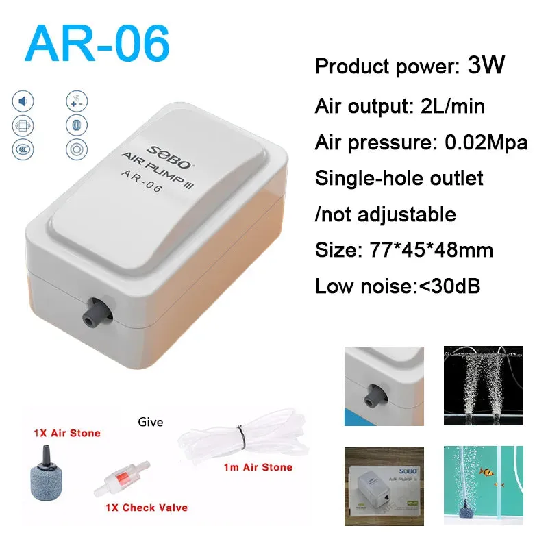 SOBO High Power 3W 6W Mute Oxygen Pump - Fish Tank Oxygenation Pump Household Oxygenator Small Fish Tank Air PumpPump EU 110V-240V
