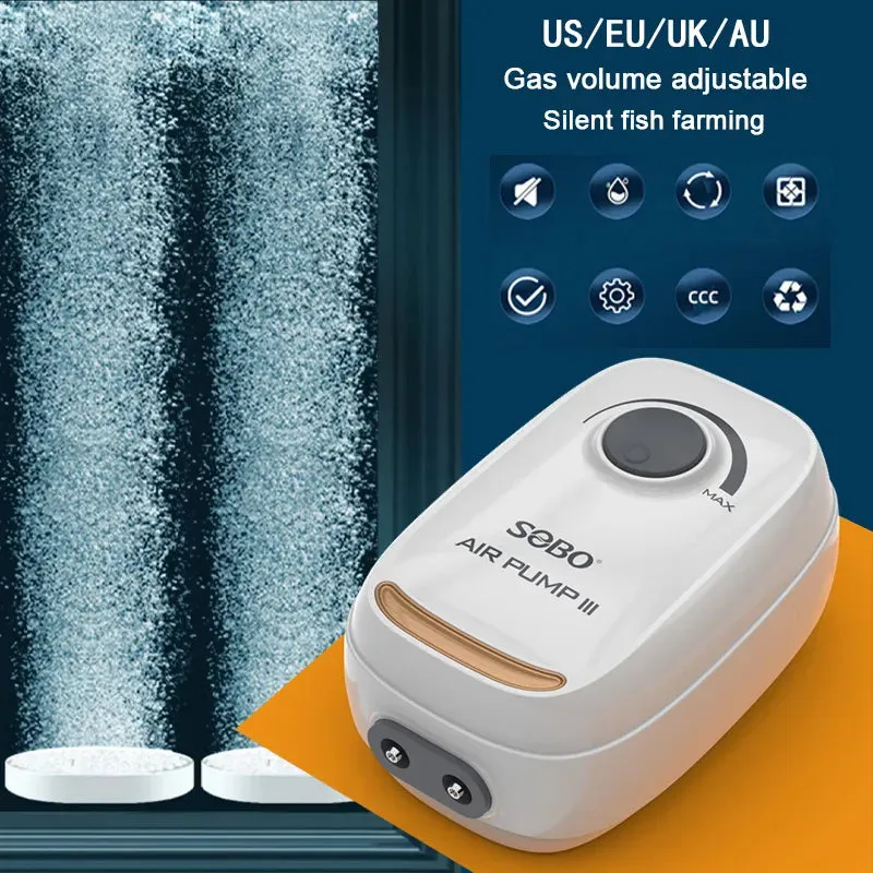 SOBO High Power 3W 6W Mute Oxygen Pump - Fish Tank Oxygenation Pump Household Oxygenator Small Fish Tank Air PumpPump EU 110V-240V