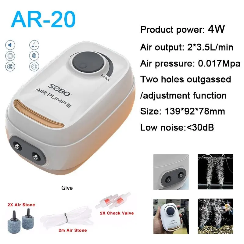 SOBO High Power 3W 6W Mute Oxygen Pump - Fish Tank Oxygenation Pump Household Oxygenator Small Fish Tank Air PumpPump EU 110V-240V
