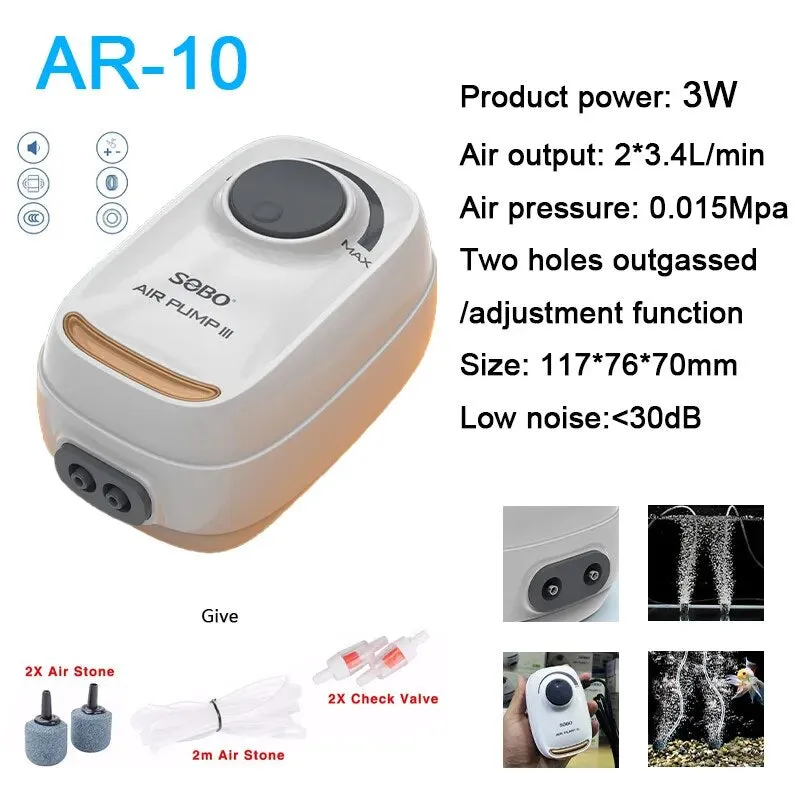 SOBO High Power 3W 6W Mute Oxygen Pump - Fish Tank Oxygenation Pump Household Oxygenator Small Fish Tank Air PumpPump EU 110V-240V