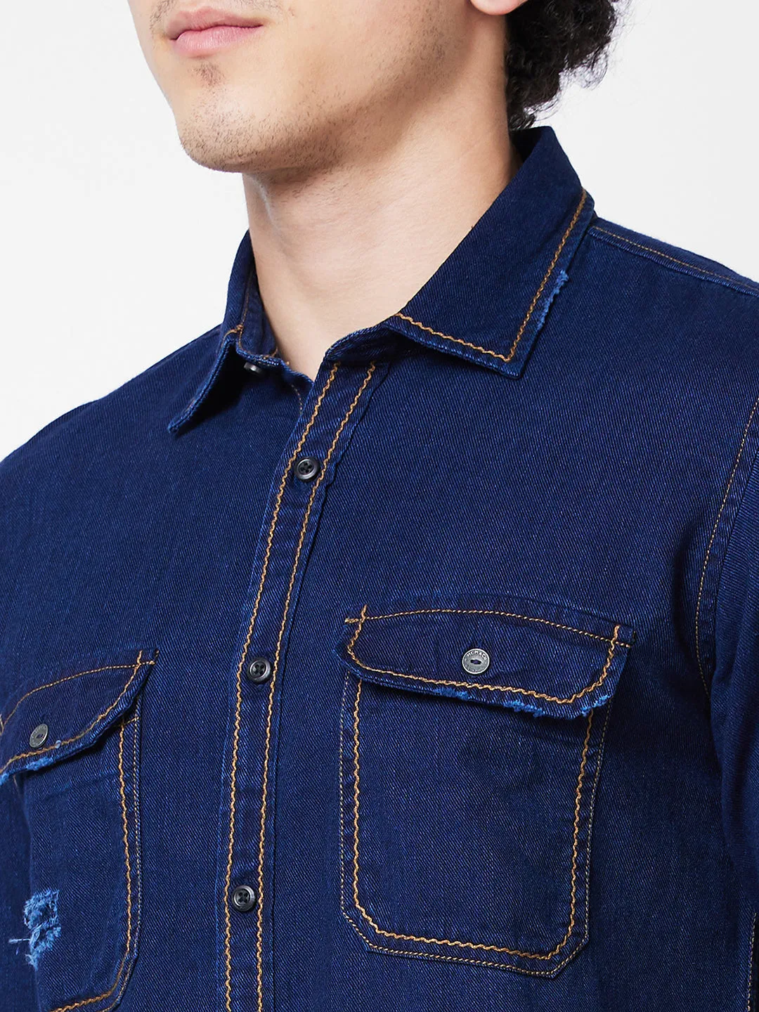 Spykar Blue INDIGO FULL SLEEVE Shirt For Men
