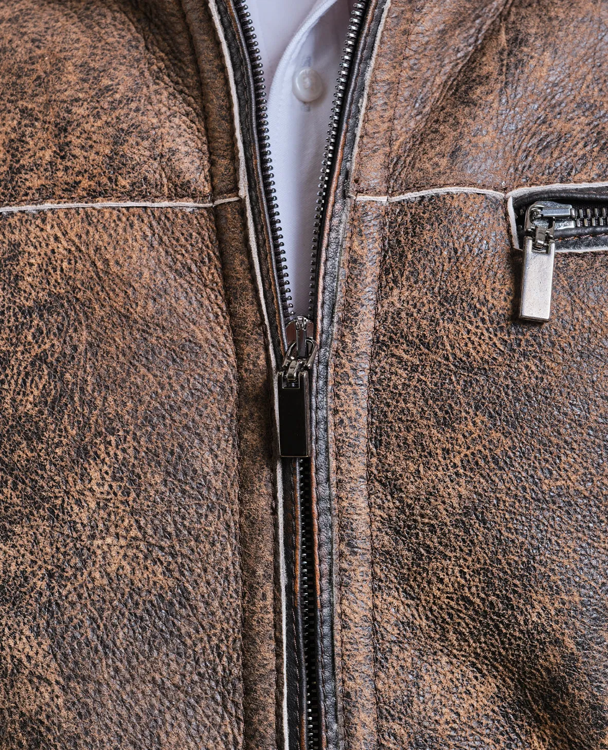 The Gimo's - Lamb Suede Jacket w/ Shearling Lining - Tobacco