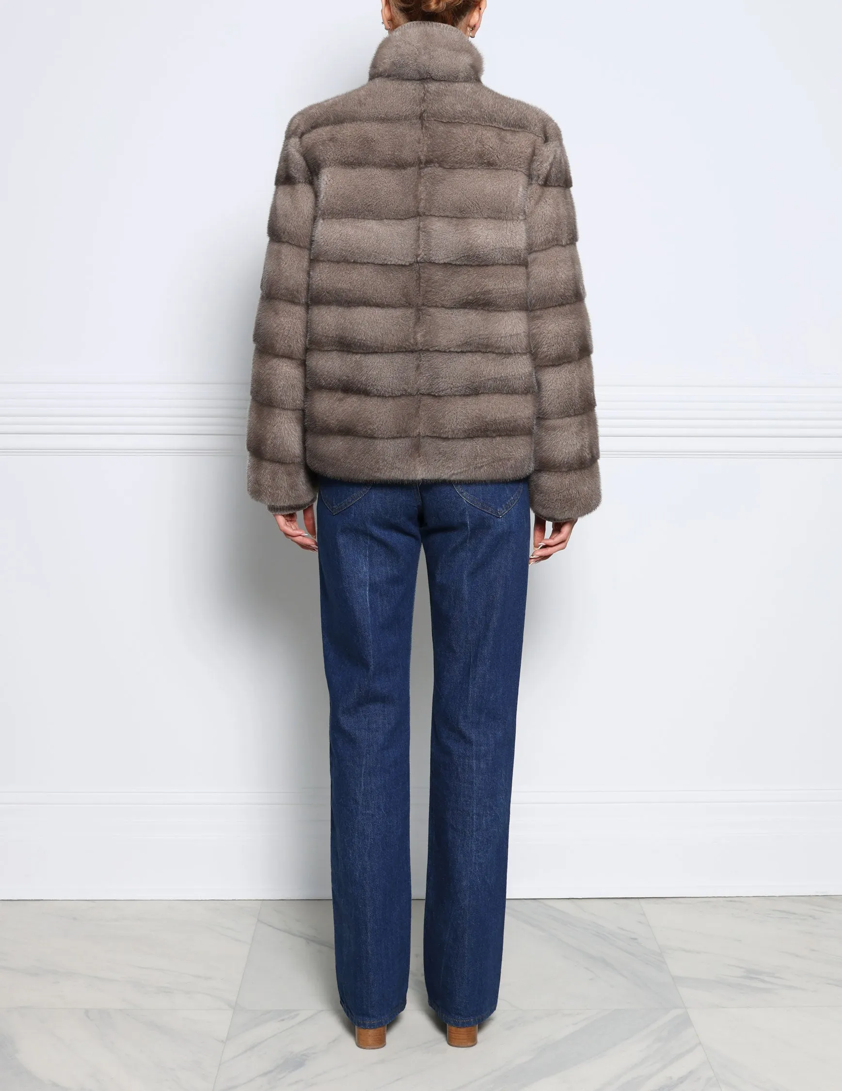 The Royal Mink Fur Jacket in Taupe