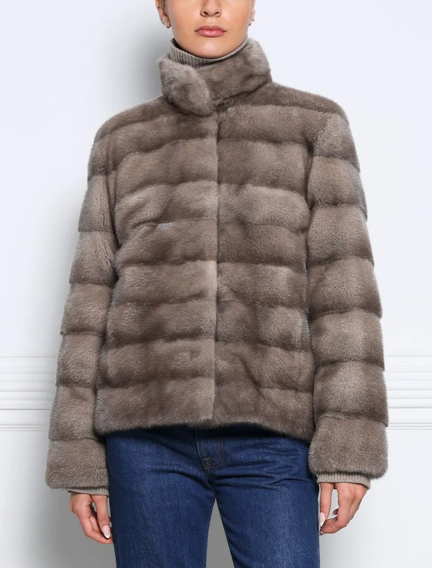 The Royal Mink Fur Jacket in Taupe