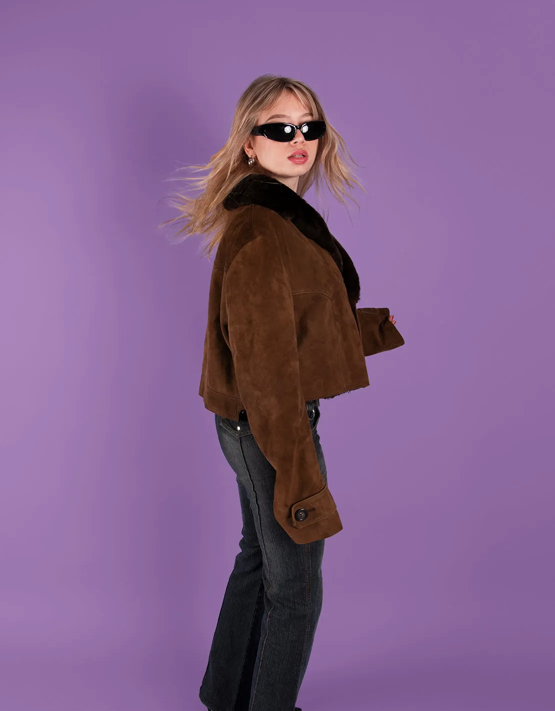Vintage customized cropped shearling coat
