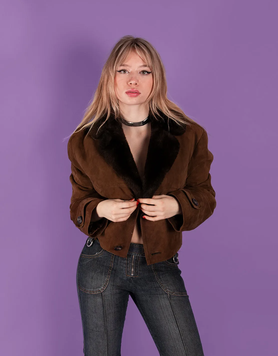 Vintage customized cropped shearling coat