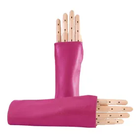Women's fingerless deep pink nappa leather gloves unlined