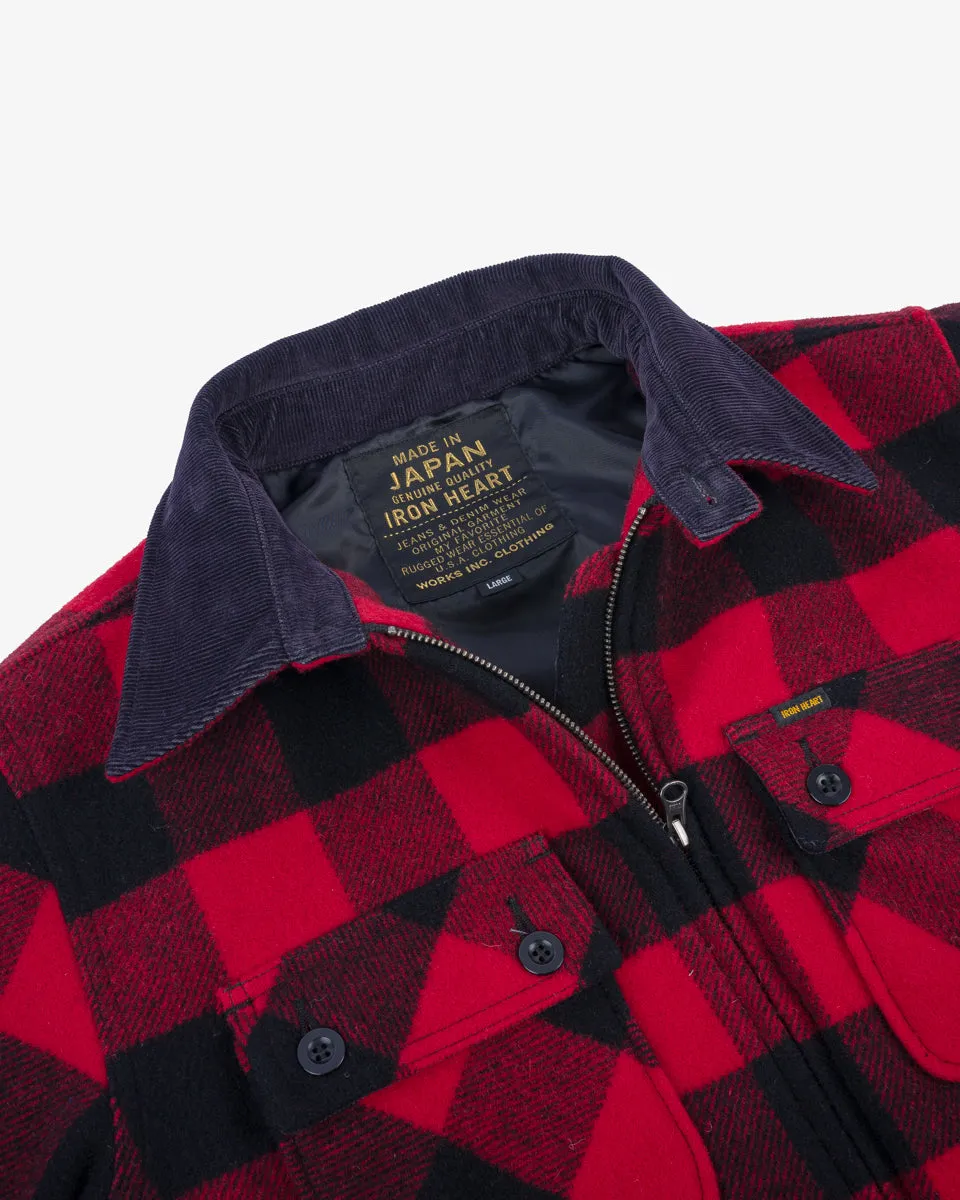 Wool Buffalo Check Bush Jacket - Red