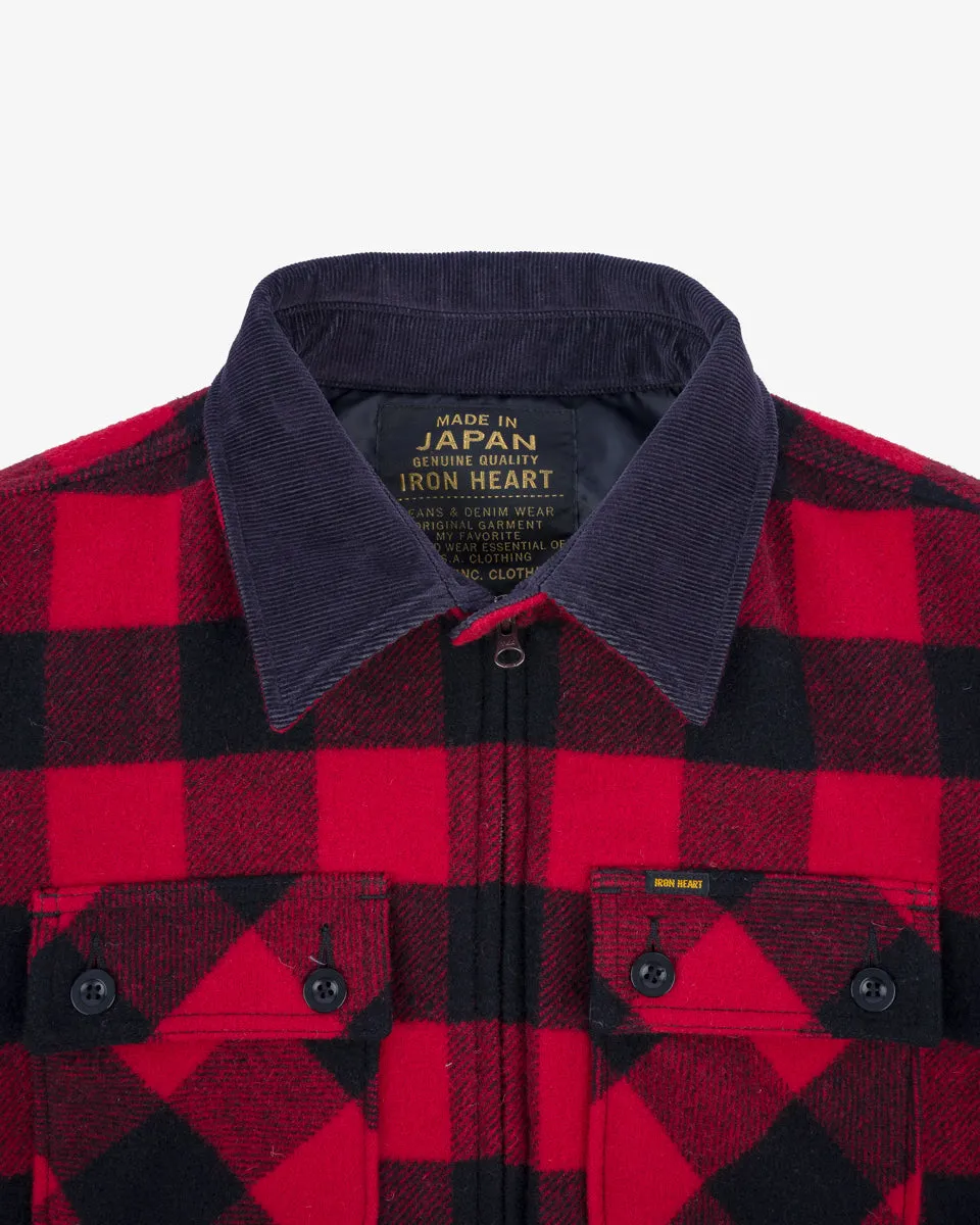 Wool Buffalo Check Bush Jacket - Red