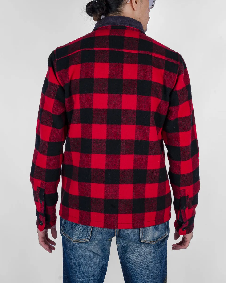 Wool Buffalo Check Bush Jacket - Red