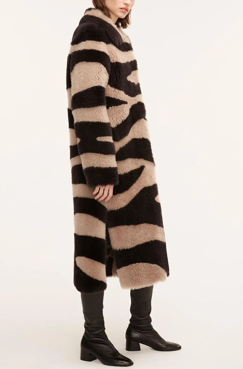 Zebra Patchwork Shearling Coat
